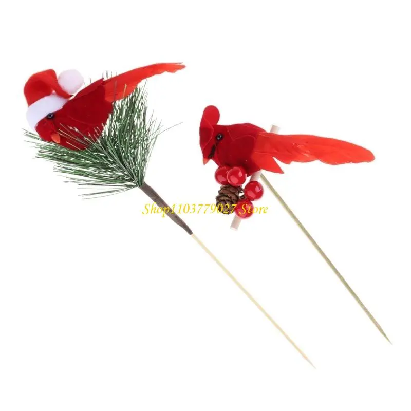 C4DF Set of 2 Comfortable Plush Flannel Bird Decoration For Flower Arrangements