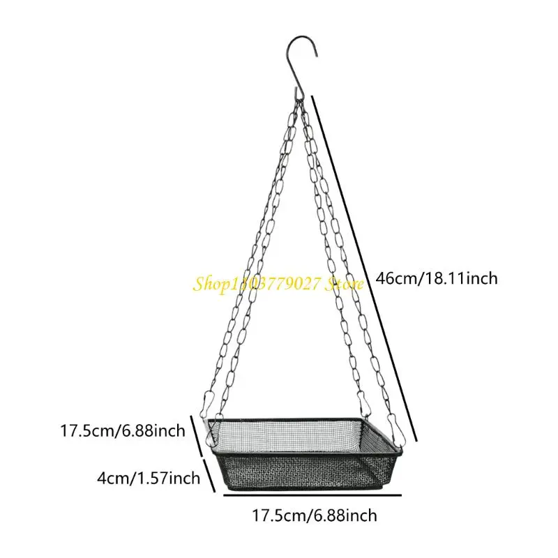 C4DF Iron Mesh Hanging Bird Feeder Tray Outdoor Garden Decoration for Bird Watching Accessories