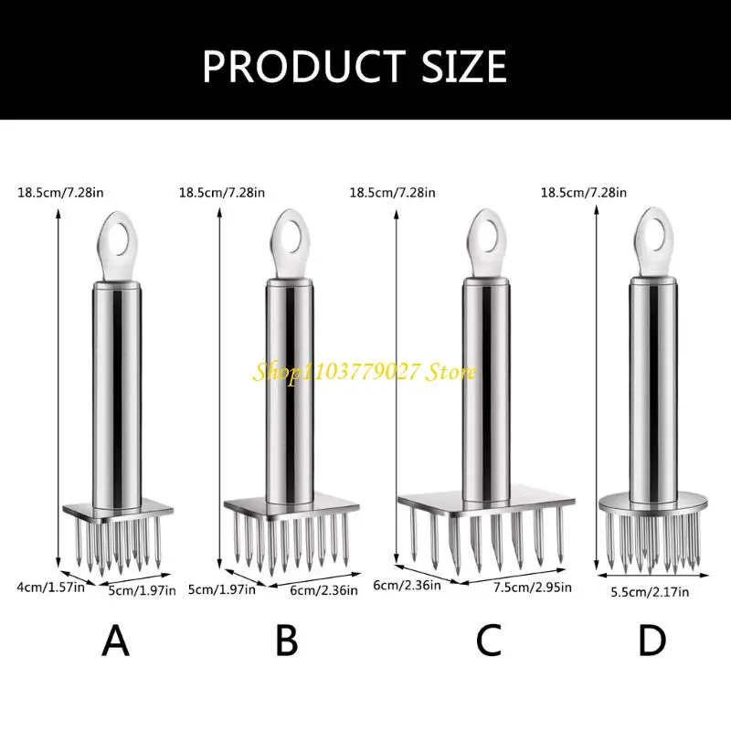 C4DF Ergonomic Handle 304Stainless Steel Skewer Needle Loose Tenderizers for Professional and Home Cooking People