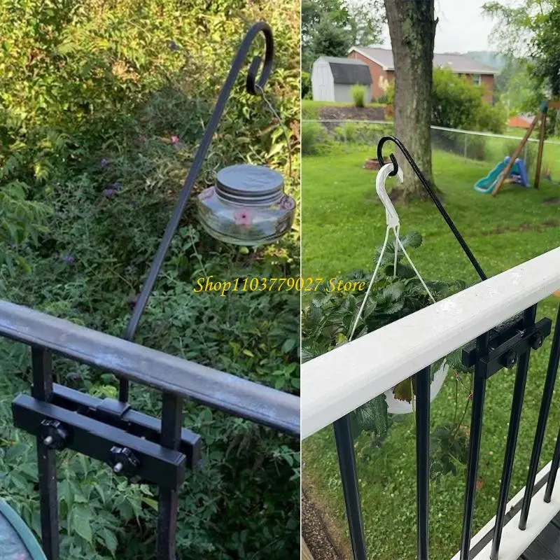 C4DF Deck Railing Plant Hanger Fence Deck Hook for Hanging Plant Bird Feeders