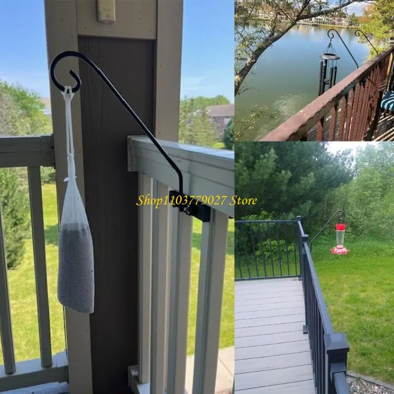 C4DF Deck Railing Plant Hanger Fence Deck Hook for Hanging Plant Bird Feeders