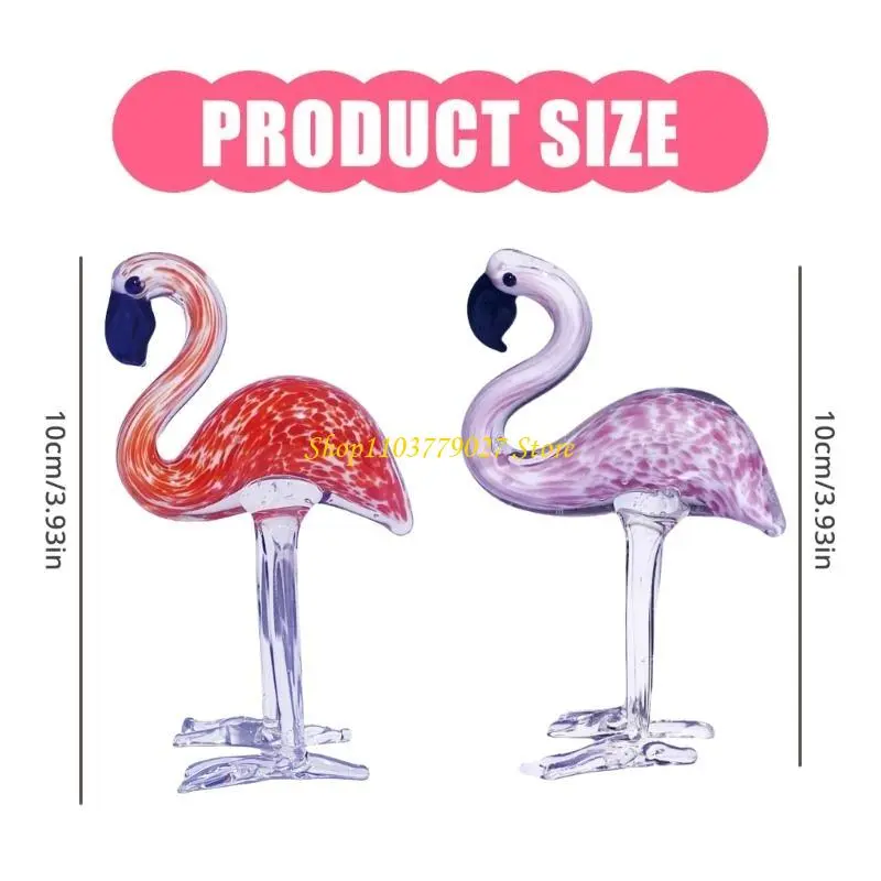 C4DF Artistic Glass Flamingo Sculpture Collectible Animal Figurine for Home Office Desktop or Gift Giving for Collectors
