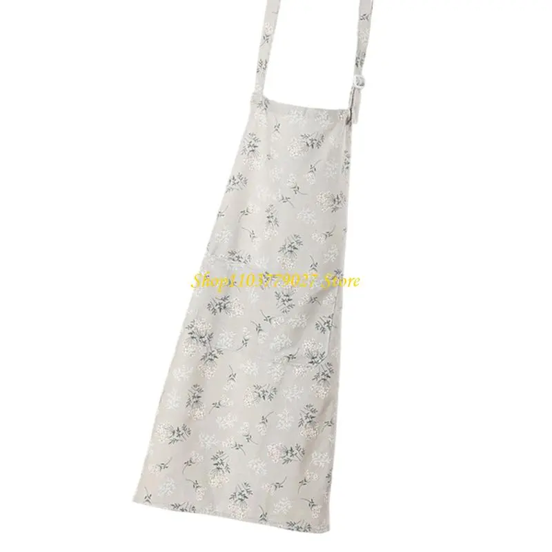 C4DF Japanese Inspireds Linen Apron For Baking Gardening Kitchen Crafts Breathable Embosseds Fabric