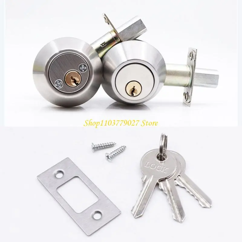 C4DF Stainless Steel Exterior Door Knobs with Lock & Keys Front Door Entrance Lockset