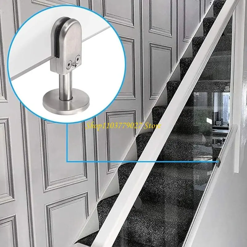 C4DF Brushed Pool Fence Mounting System 2Pcs Stainless Steel Glass Clamps With 8 12mm Frameless Panel Railing Support Posts
