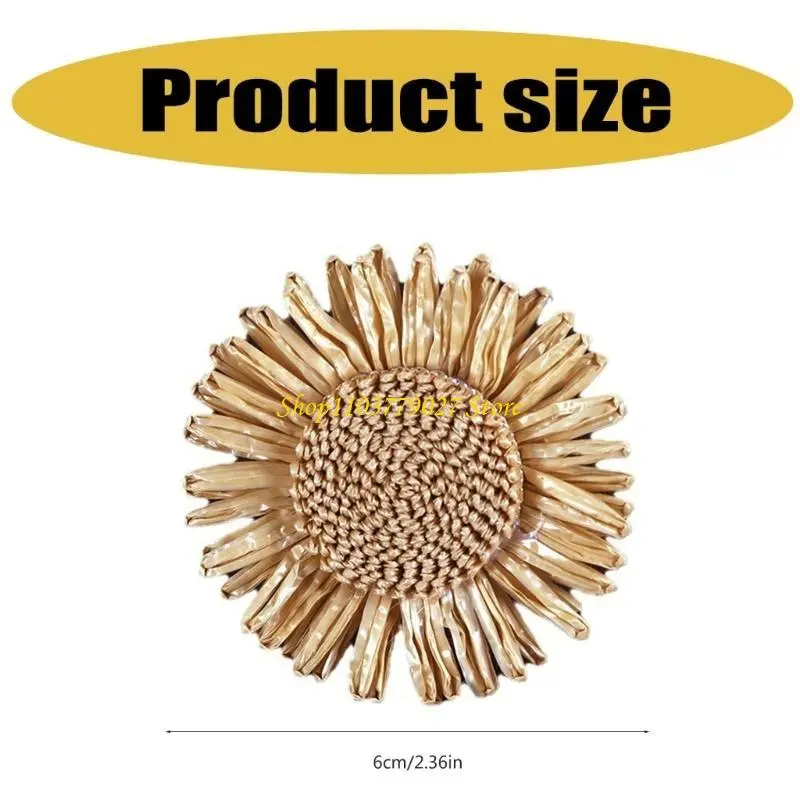C4DF 6Pieces Handmade Sunflowers Napkin Rings Natural Dining Decorating Accent