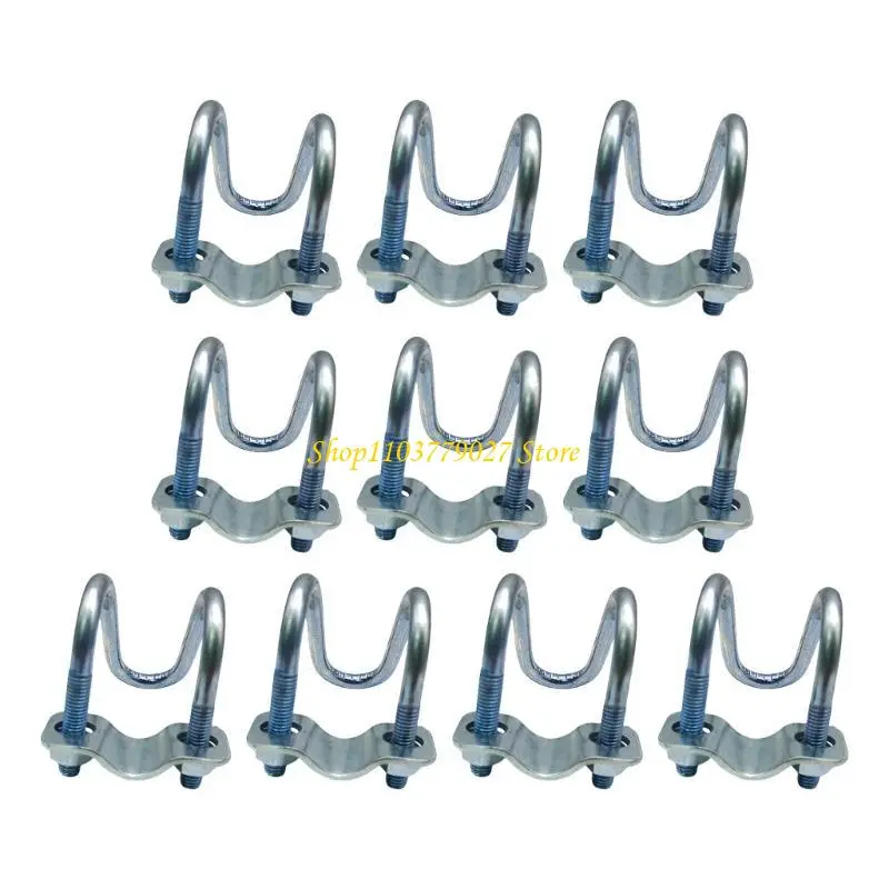 C4DF 10Pcs Metal Steel Double Clamp Pipe Connector Fixator Buckle Double Crosses Pipe Clamp Easy to Use