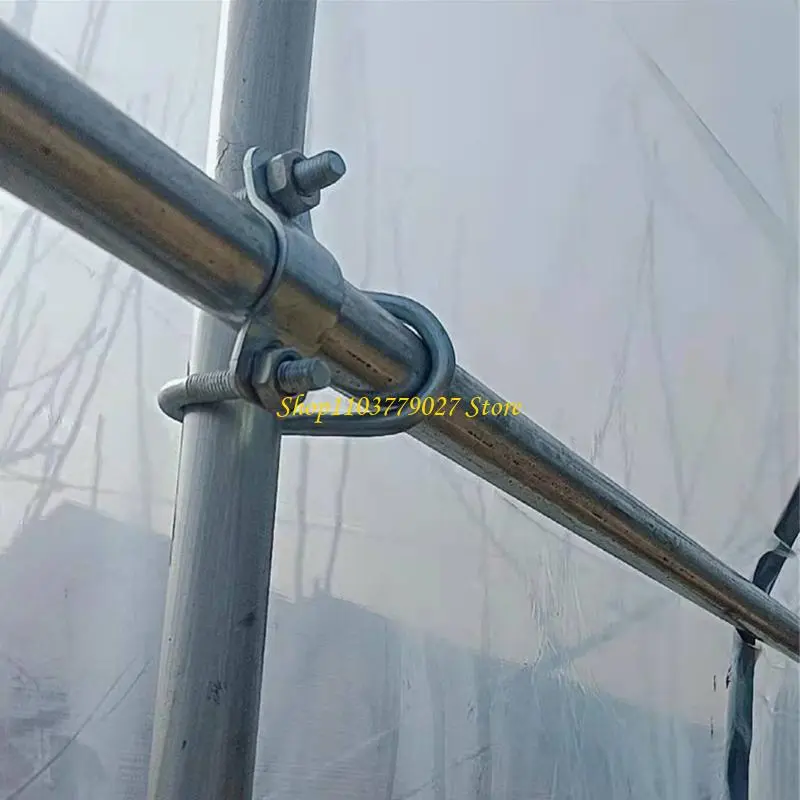 C4DF 10Pcs Metal Steel Double Clamp Pipe Connector Fixator Buckle Double Crosses Pipe Clamp Easy to Use