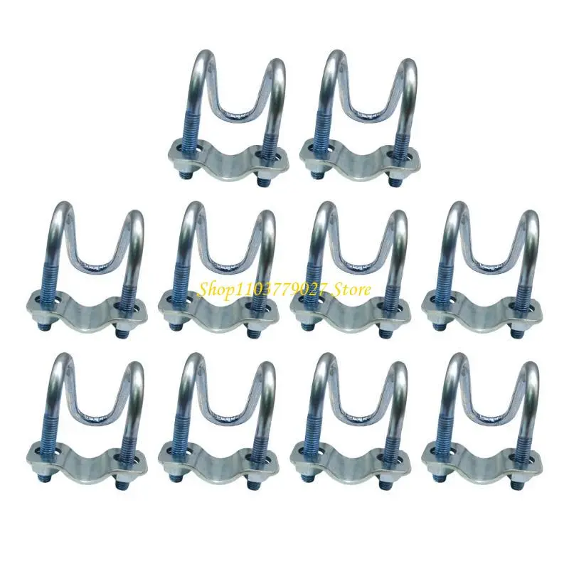 C4DF 10Pcs Metal Steel Double Clamp Pipe Connector Fixator Buckle Double Crosses Pipe Clamp Easy to Use