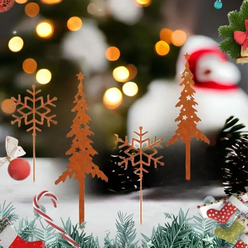 C4DF Metal Christmas Yard Signs Decors Christmas Yard Stakes Outdoor Metal Yard Sign with Stakes for Christmas Holiday Outdoor