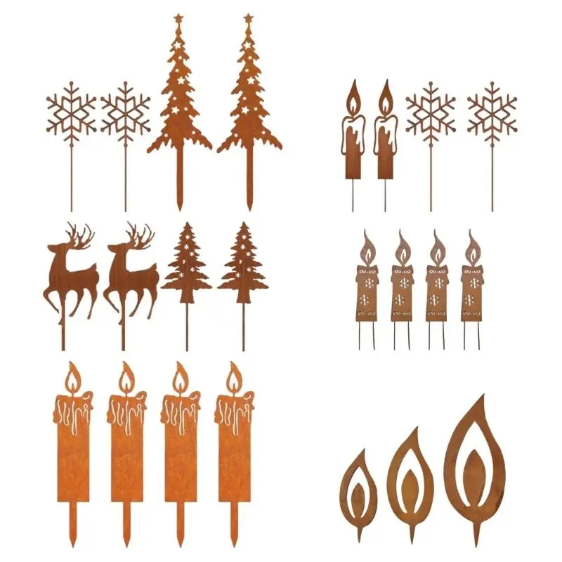 C4DF Metal Christmas Yard Signs Decors Christmas Yard Stakes Outdoor Metal Yard Sign with Stakes for Christmas Holiday Outdoor