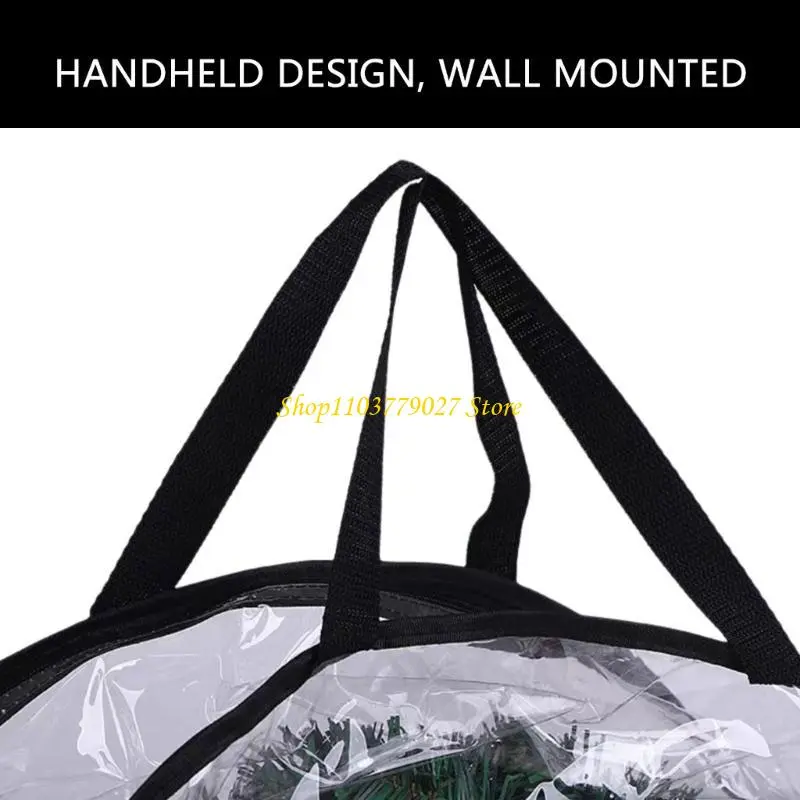 C4DF Christmas Wreath Storage Bag Dust Proof Garlands Cover with Handle Round Tear Resistant Holder for Holiday Decoration