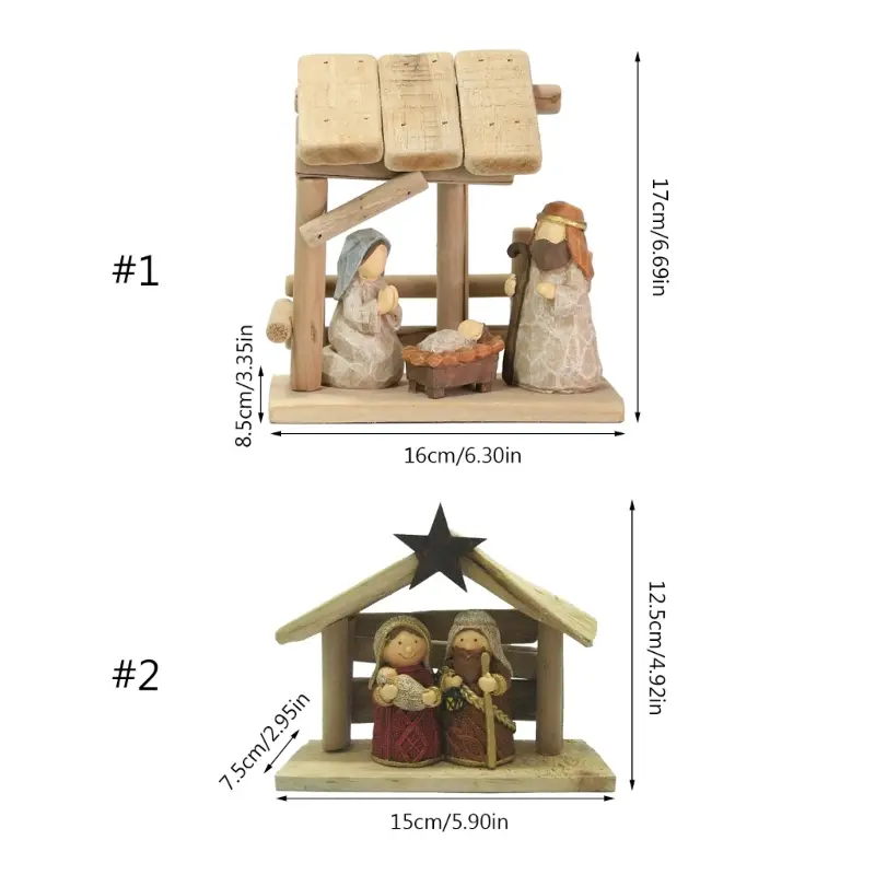Christ Nativity Resin Statue House Scene Manger Holy Figure Statue Ornament Crafts for Home Bedroom Room Decor