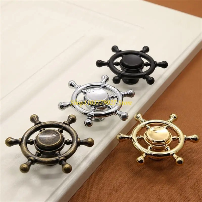 C4DF Rotating Wheel Knob Drawer Pulls Furniture Handle for Cupboard Wardrobe