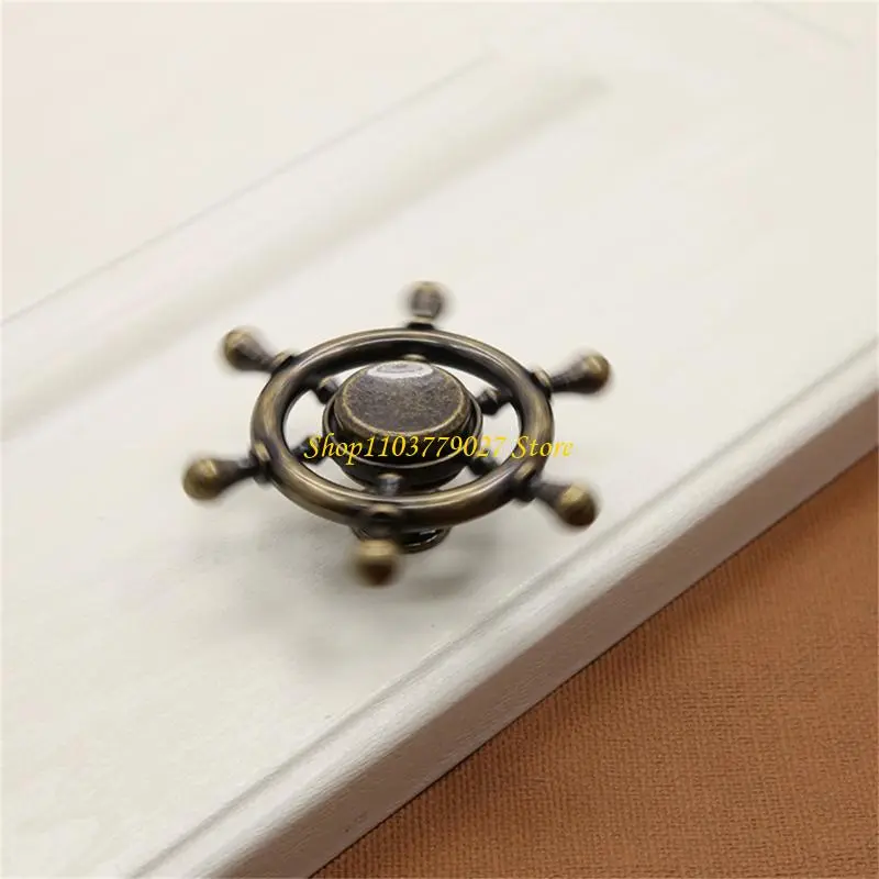 C4DF Rotating Wheel Knob Drawer Pulls Furniture Handle for Cupboard Wardrobe