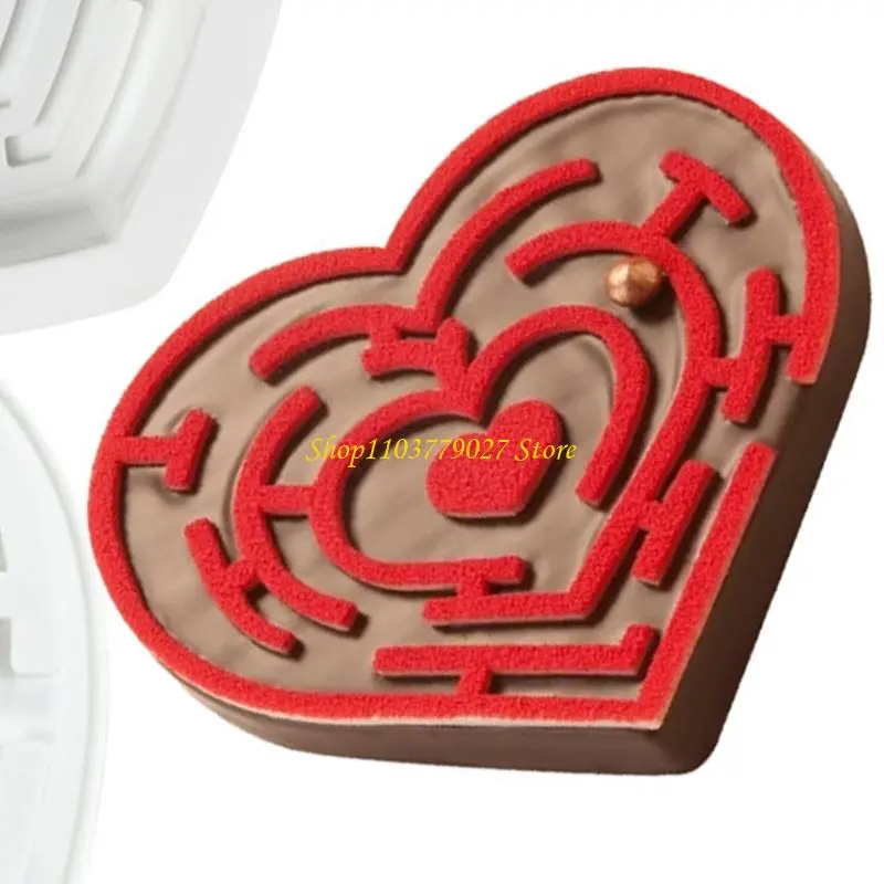 C4DF Maze Heart Molds Making Mousses Cake Molds for Making Chocolate Fondant