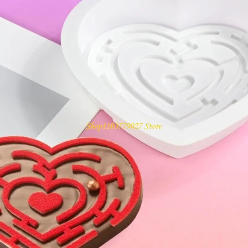 C4DF Maze Heart Molds Making Mousses Cake Molds for Making Chocolate Fondant
