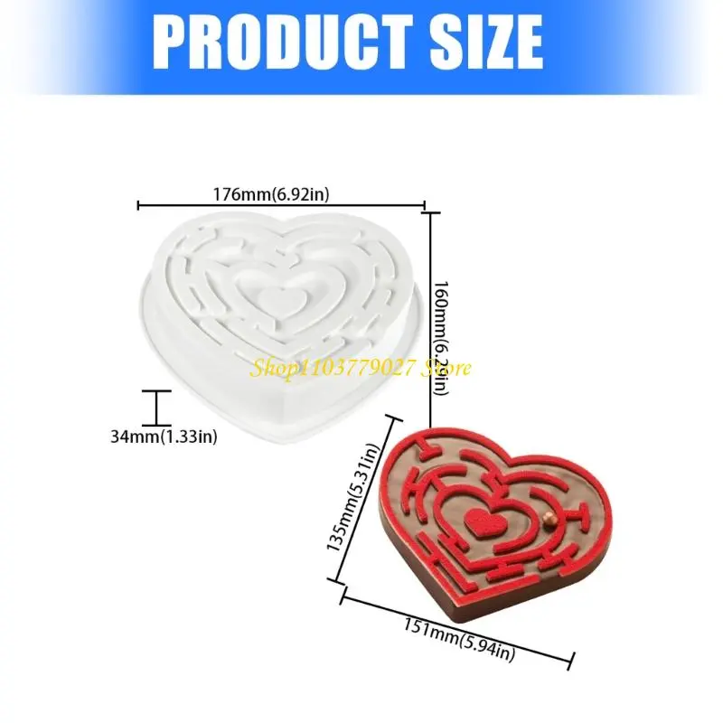 C4DF Maze Heart Molds Making Mousses Cake Molds for Making Chocolate Fondant