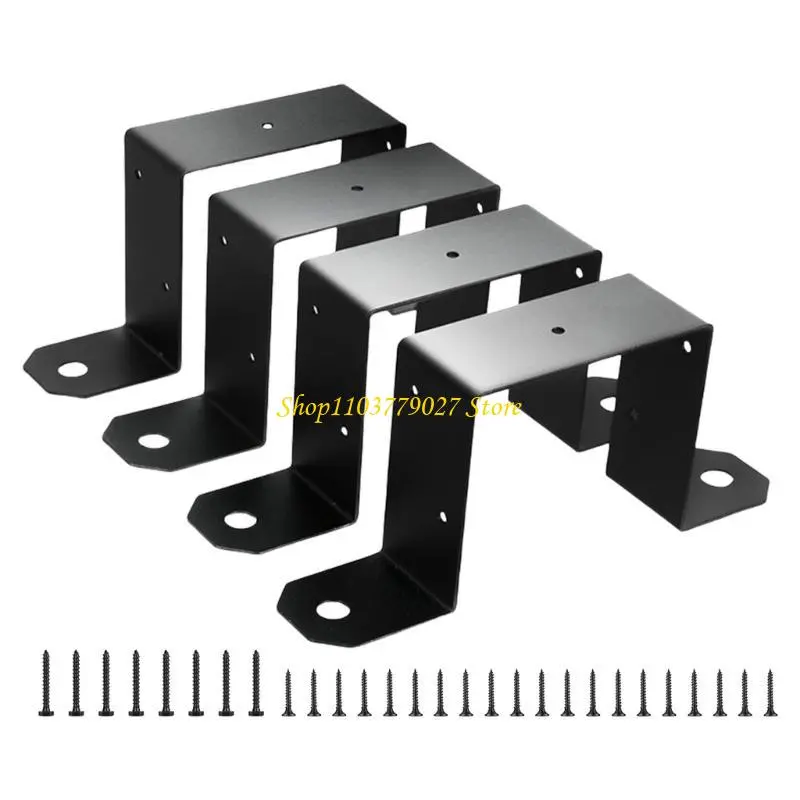 C4DF Pack Of 4 Effective Gazebo Mounting Bracket For 4x4inch Posts Metal Ties Fence Fixed Support for Garden Yard