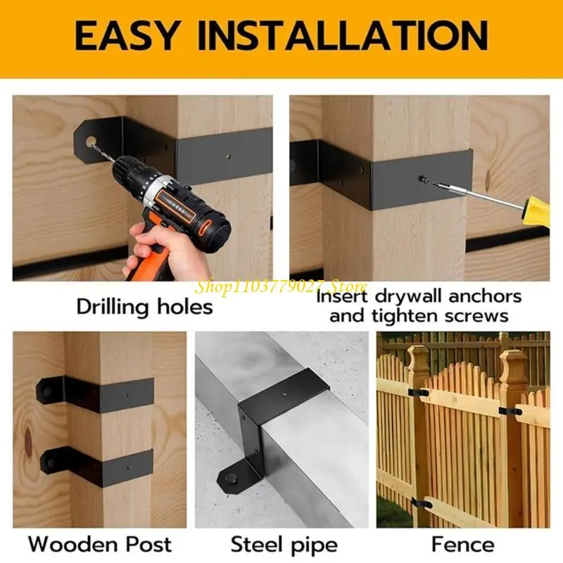 C4DF Pack Of 4 Effective Gazebo Mounting Bracket For 4x4inch Posts Metal Ties Fence Fixed Support for Garden Yard