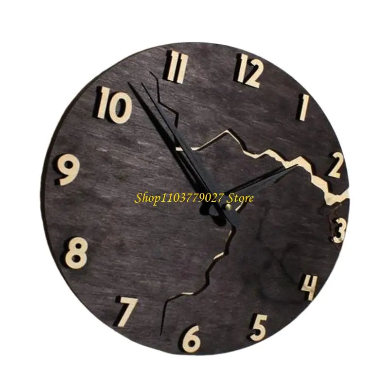 C4DF Battery Operated Wall Clock with Unique Crack Designs Sophisticated Decors