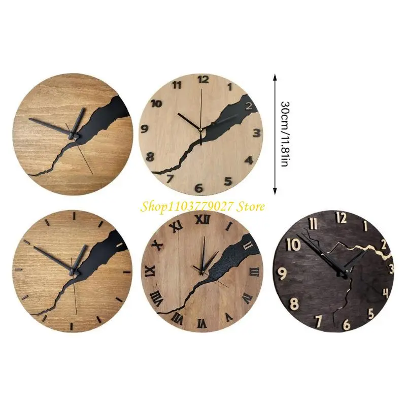 C4DF Battery Operated Wall Clock with Unique Crack Designs Sophisticated Decors