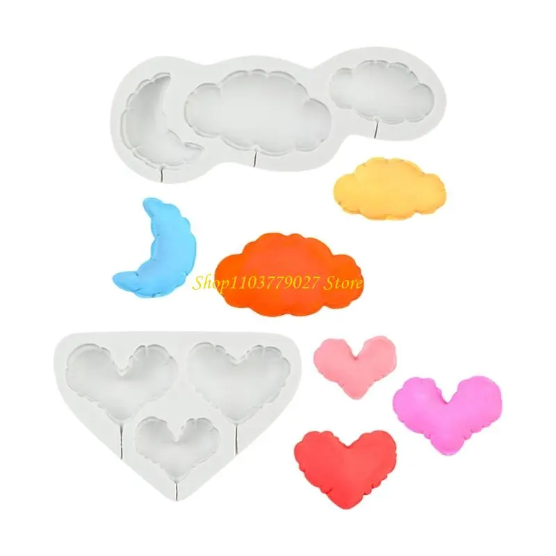 C4DF Heart Star Cloud Silicone Molds Making Mousses Cake Molds Decorating Baking Tool for Making Chocolate Fondant Dessert