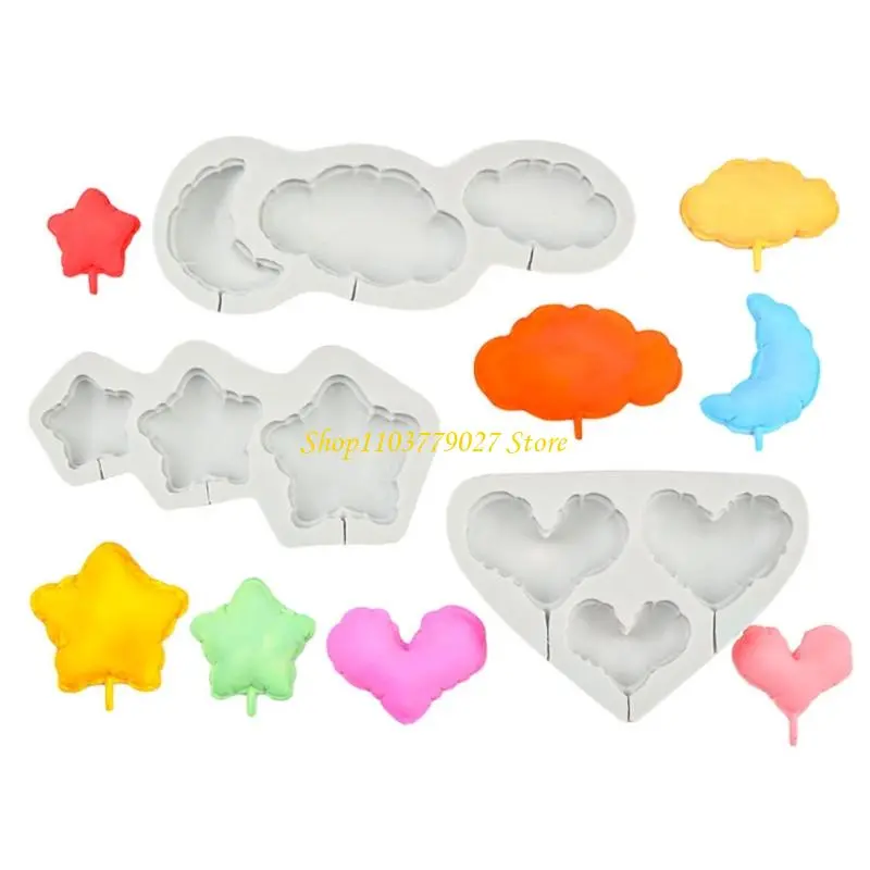 C4DF Heart Star Cloud Silicone Molds Making Mousses Cake Molds Decorating Baking Tool for Making Chocolate Fondant Dessert