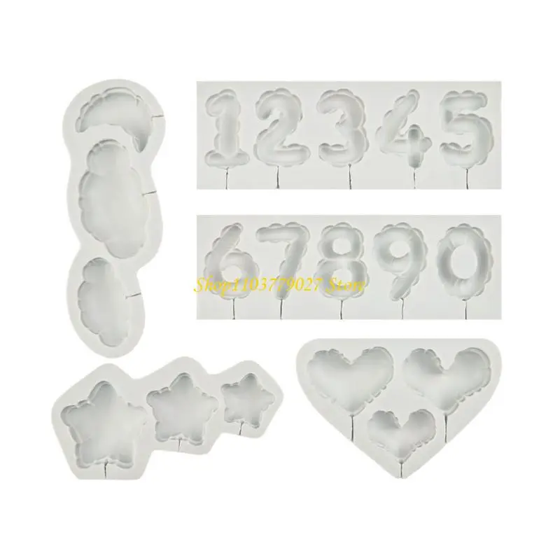 C4DF Heart Star Cloud Silicone Molds Making Mousses Cake Molds Decorating Baking Tool for Making Chocolate Fondant Dessert