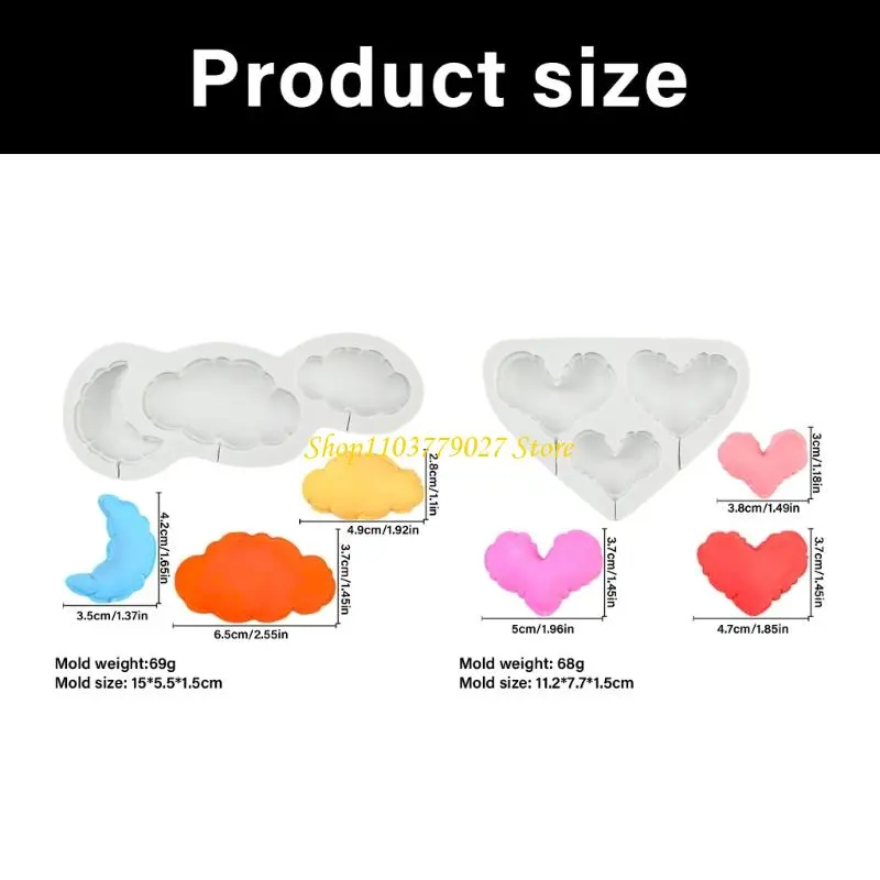 C4DF Heart Star Cloud Silicone Molds Making Mousses Cake Molds Decorating Baking Tool for Making Chocolate Fondant Dessert
