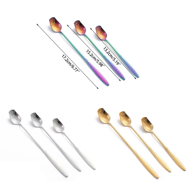 Y1UB Stirring Spoon Stainless Steel Material Coffee Spoon Dessert Spoon for Coffee