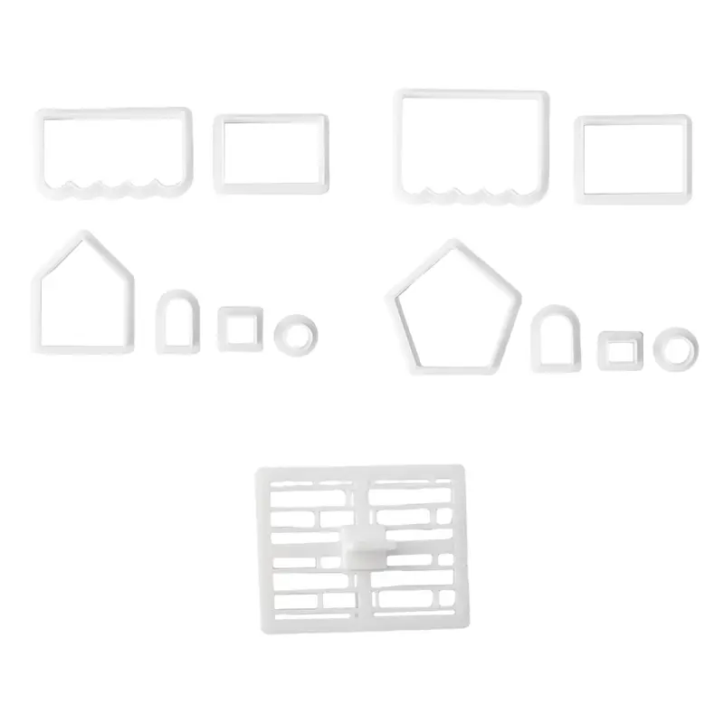 Y1UB Christmas Cookie Cutters Pastry Embossing Mold Stamper Gingerbread House Kitchen Baking Biscuit Fondant Decorating Tools