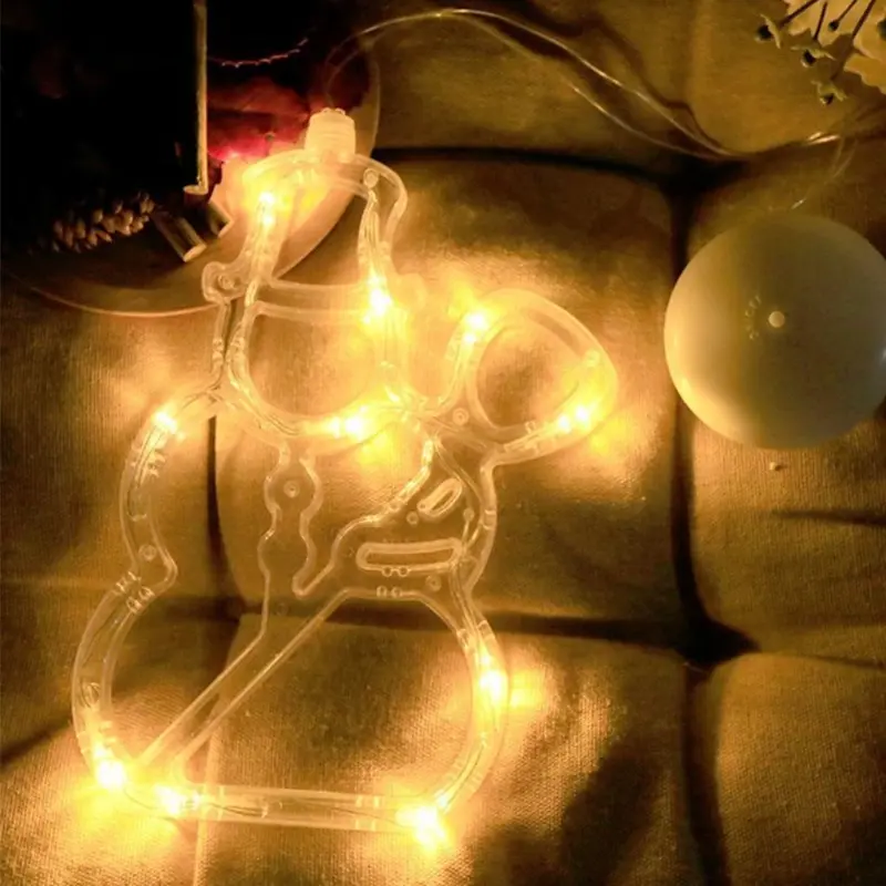 Y1UB LED Christmas Lights with Suction Cup for Windows Hanging Christmas Decoration Lights for Doors Window Glass Christmas D
