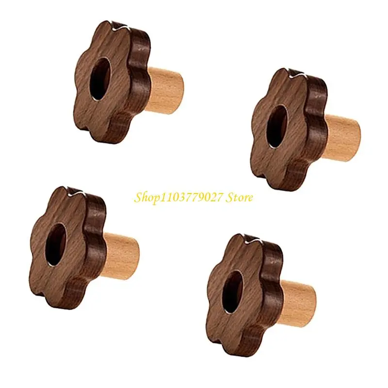 C4DF 4Pcs Drawer Pulls Single Hole Florals Knobs for Childrens Room Furniture