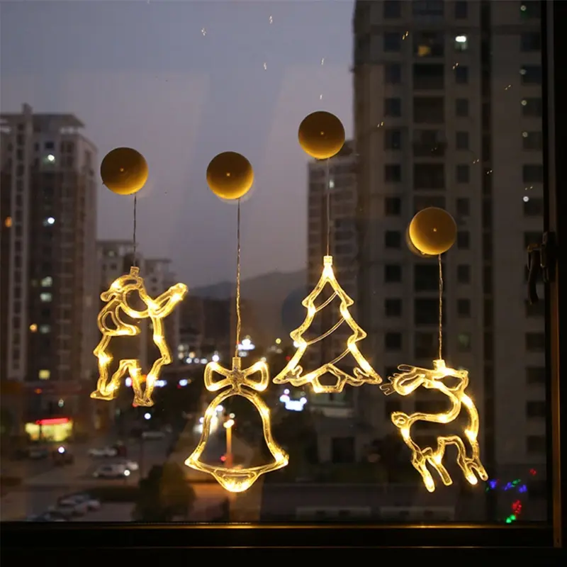 Y1UB LED Christmas Lights with Suction Cup for Windows Hanging Christmas Decoration Lights for Doors Window Glass Christmas D