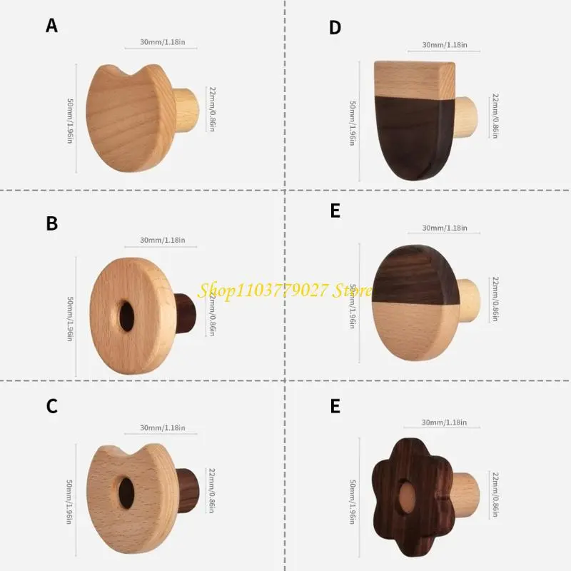 C4DF 4Pcs Drawer Pulls Single Hole Florals Knobs for Childrens Room Furniture