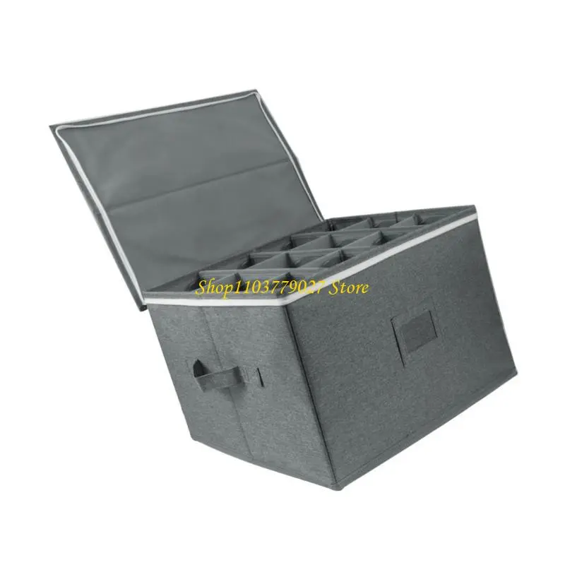 C4DF Protective Storage Case For 12 Wine Glasses Foldable Stackable Hard Shell Box