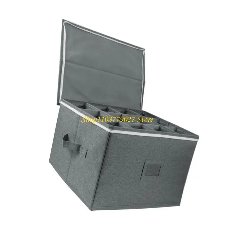 C4DF Protective Storage Case For 12 Wine Glasses Foldable Stackable Hard Shell Box