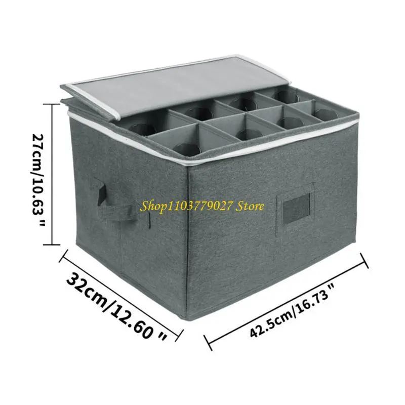 C4DF Protective Storage Case For 12 Wine Glasses Foldable Stackable Hard Shell Box