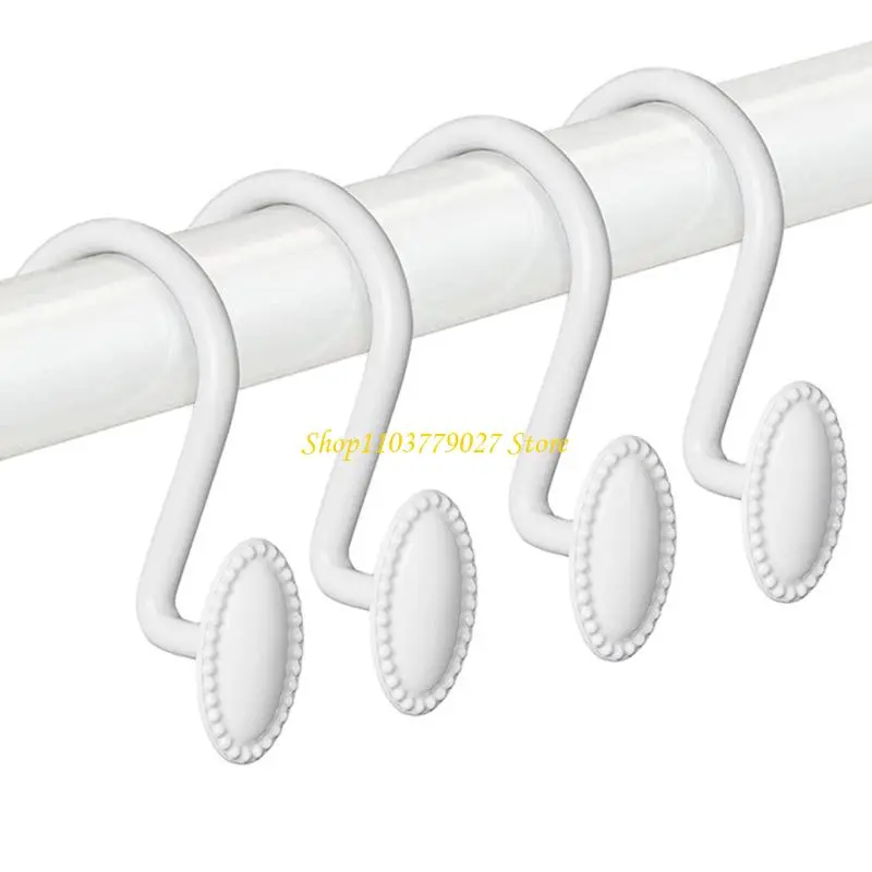 C4DF 12Pcs Shower Curtain Rings Set, Stainless Curtain Hangers Smooth Glides Functionality for Bathroom