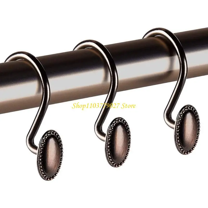 C4DF 12Pcs Shower Curtain Rings Set, Stainless Curtain Hangers Smooth Glides Functionality for Bathroom