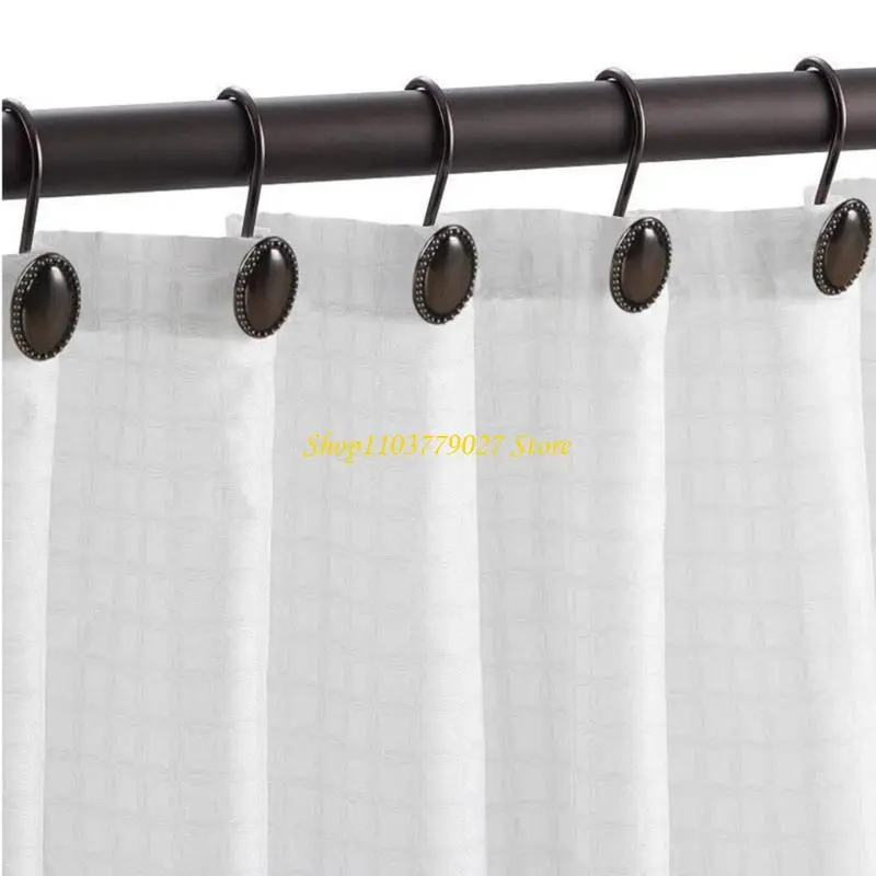 C4DF 12Pcs Shower Curtain Rings Set, Stainless Curtain Hangers Smooth Glides Functionality for Bathroom
