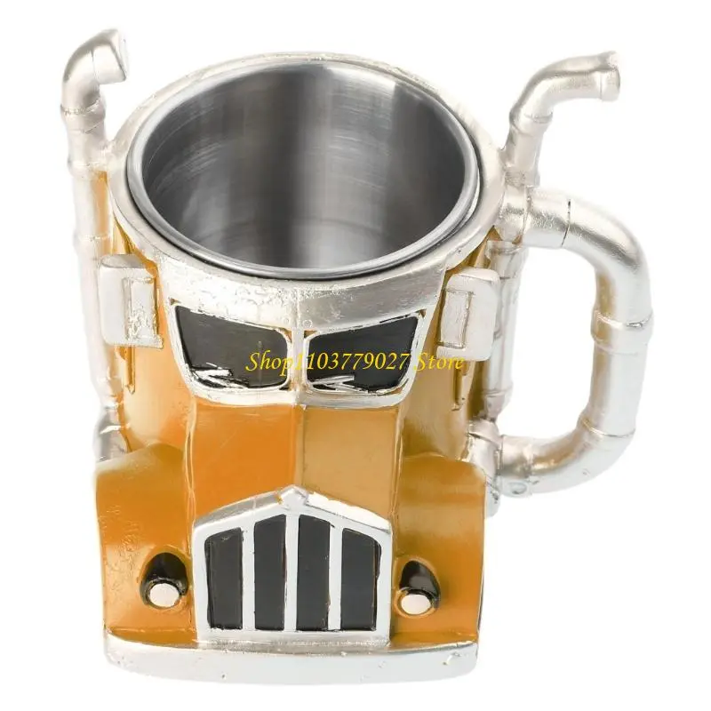 C4DF Semi Trailer Truck Resin Coffee Mug 12.34oz Decorative Cup for Kitchen and Office Use Desk Ornament