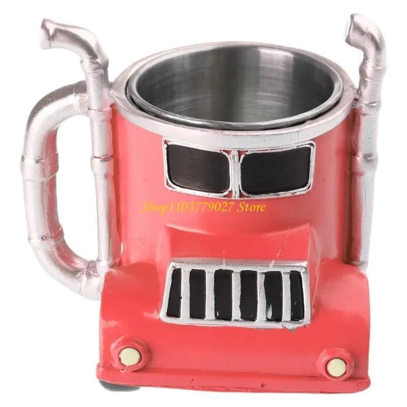 C4DF Semi Trailer Truck Resin Coffee Mug 12.34oz Decorative Cup for Kitchen and Office Use Desk Ornament