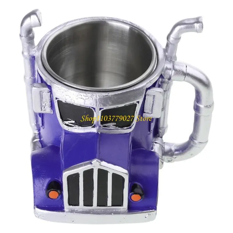 C4DF Semi Trailer Truck Resin Coffee Mug 12.34oz Decorative Cup for Kitchen and Office Use Desk Ornament