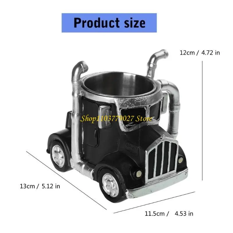 C4DF Semi Trailer Truck Resin Coffee Mug 12.34oz Decorative Cup for Kitchen and Office Use Desk Ornament