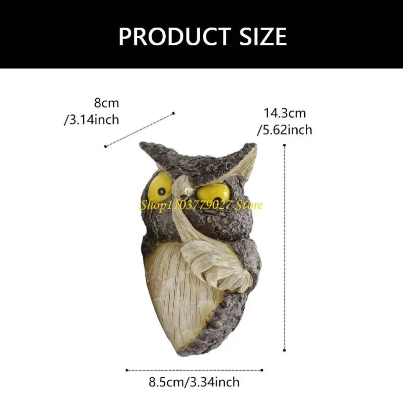 C4DF Resin Shush Owl Decoration For Trees And Walls Garden Shh Owl Ornament