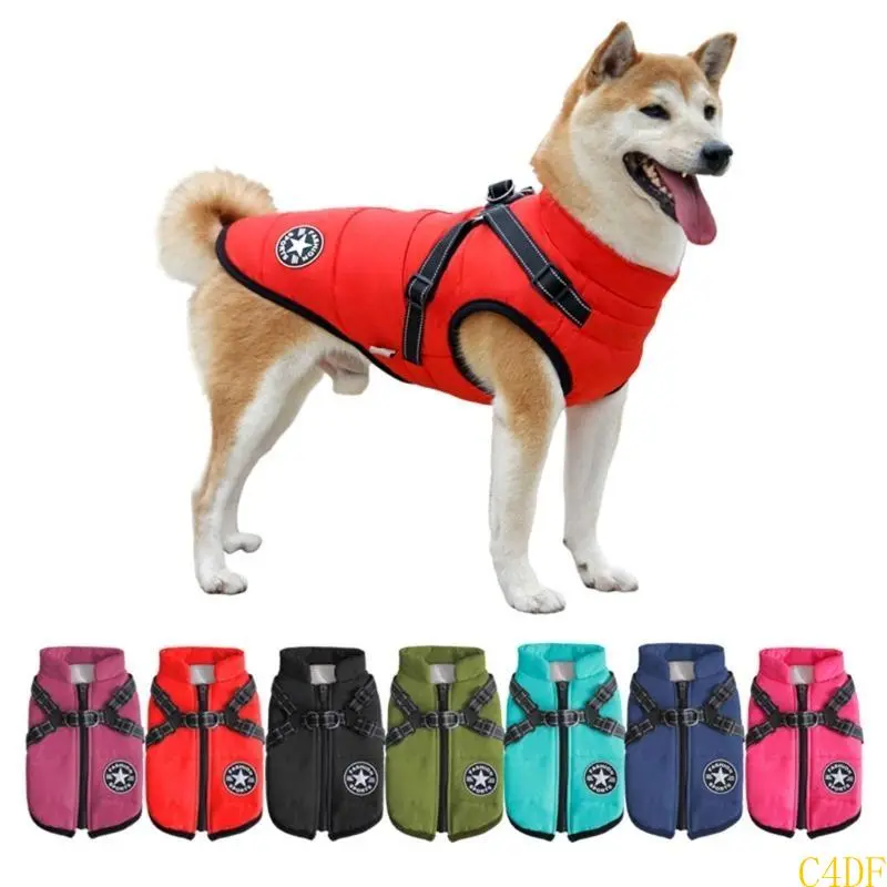 C4DF Dogs Warm Coat for Outdoor Activity Puppy Winter Clothes Hiking Skiing Outfits