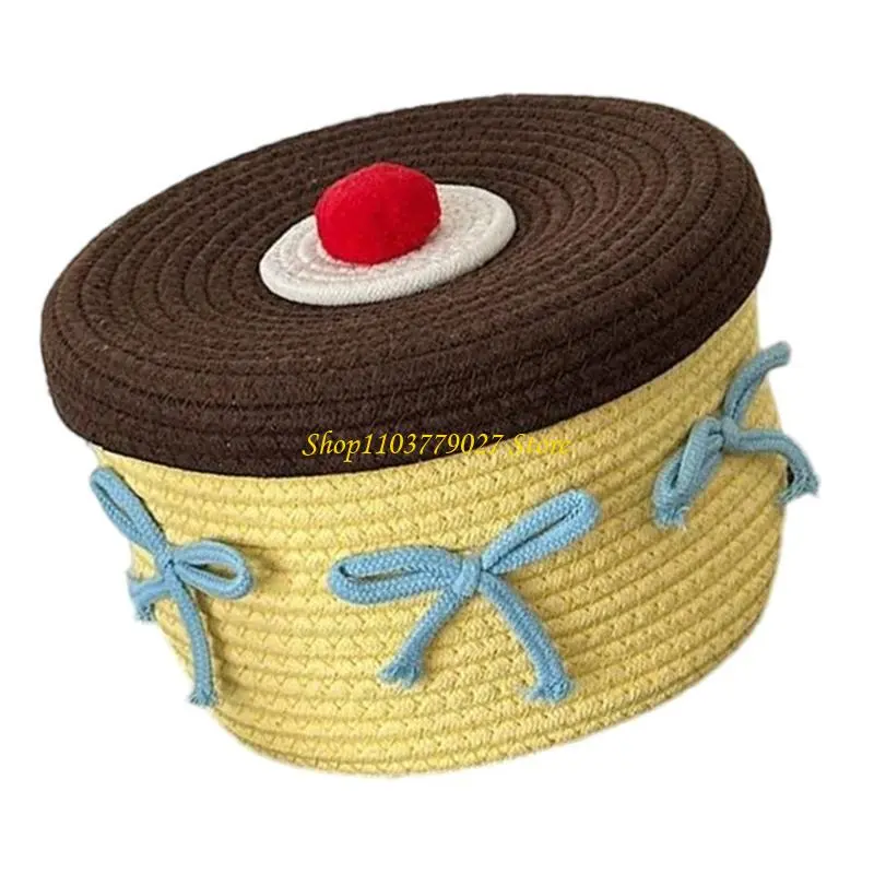C4DF Fashionable Sturdy Handwoven Cotton Thread Storage Basket for Kids' Room and Household Clutters Management Daily Use
