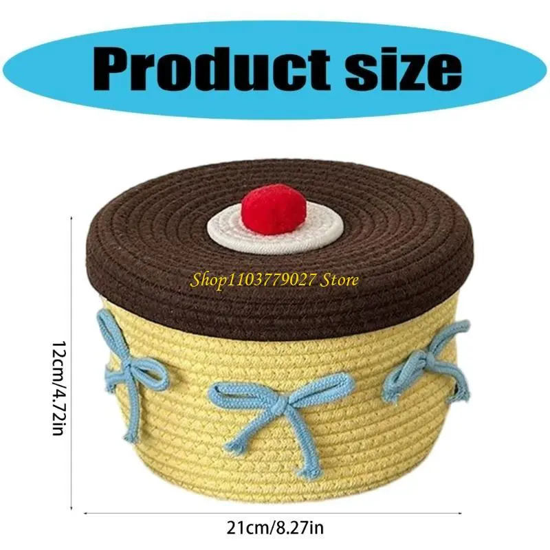 C4DF Fashionable Sturdy Handwoven Cotton Thread Storage Basket for Kids' Room and Household Clutters Management Daily Use